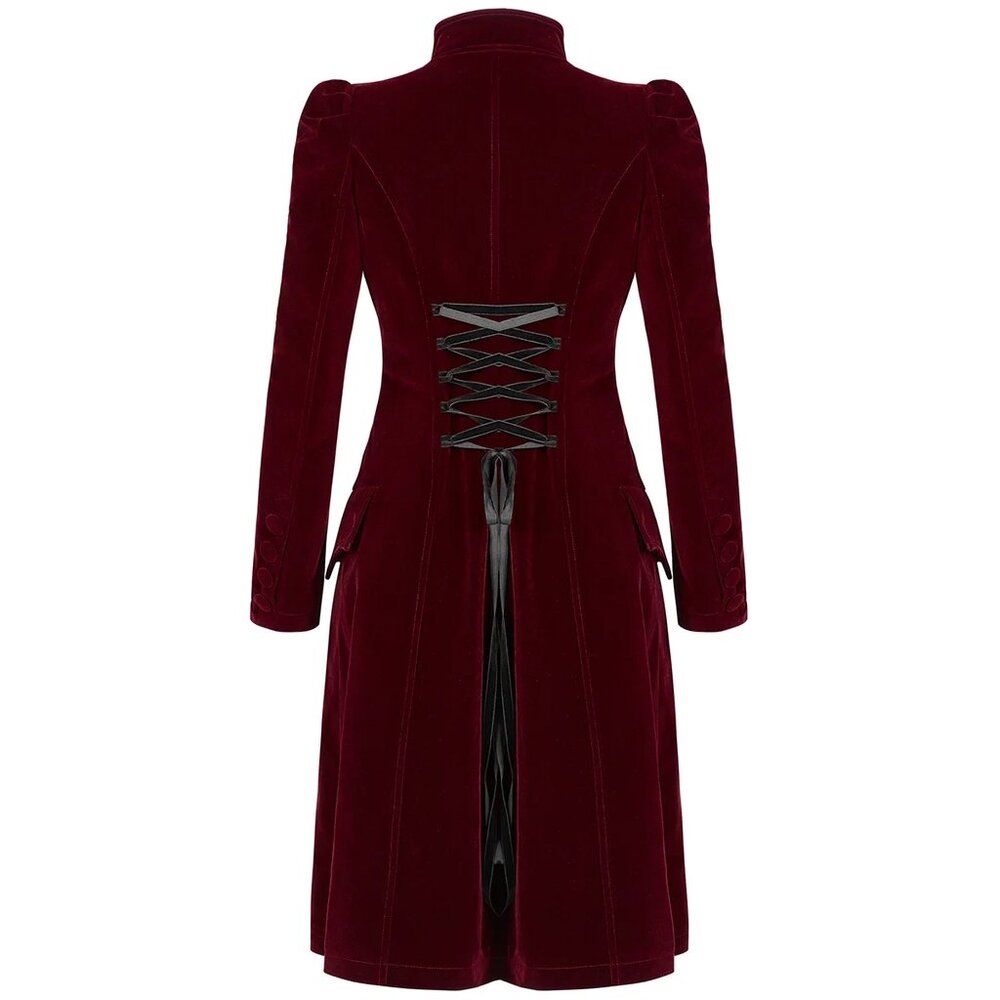 Women's coat Jacket Vespertine Mid Length Coat Red/Maroon Velvet Coat USA - Picture 3 of 8